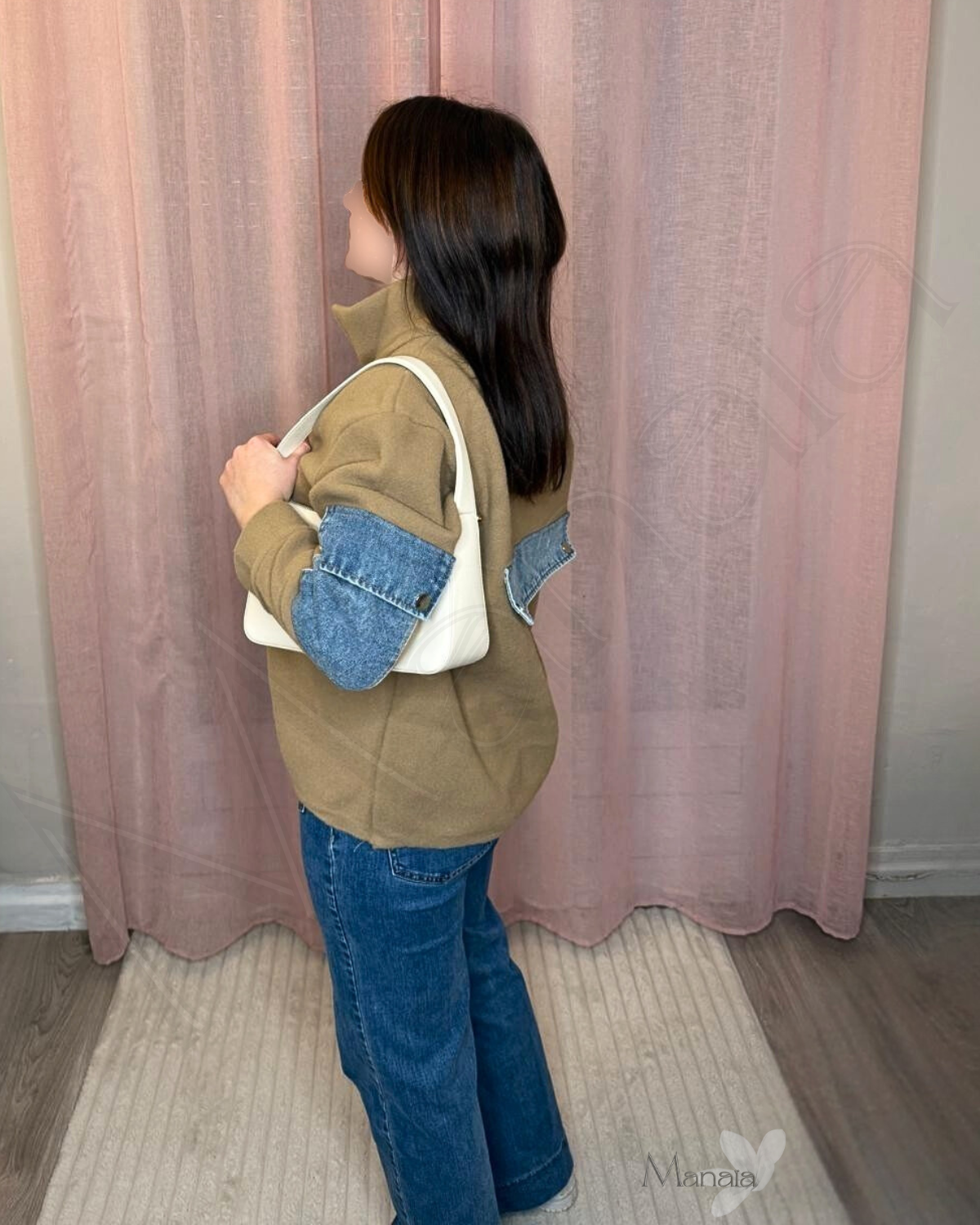 Veste bi matière polaire et jean ( choco )